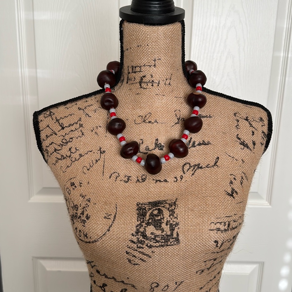 The Ohio State OSU Buckeye nut necklace 22”